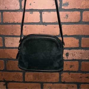 Valerie Stevens Black Suede Bag with Gold Accent